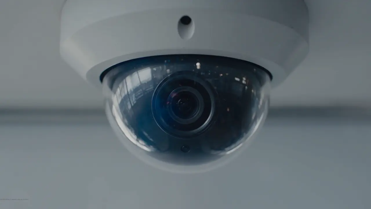 Close view of a security camera used for video intelligence