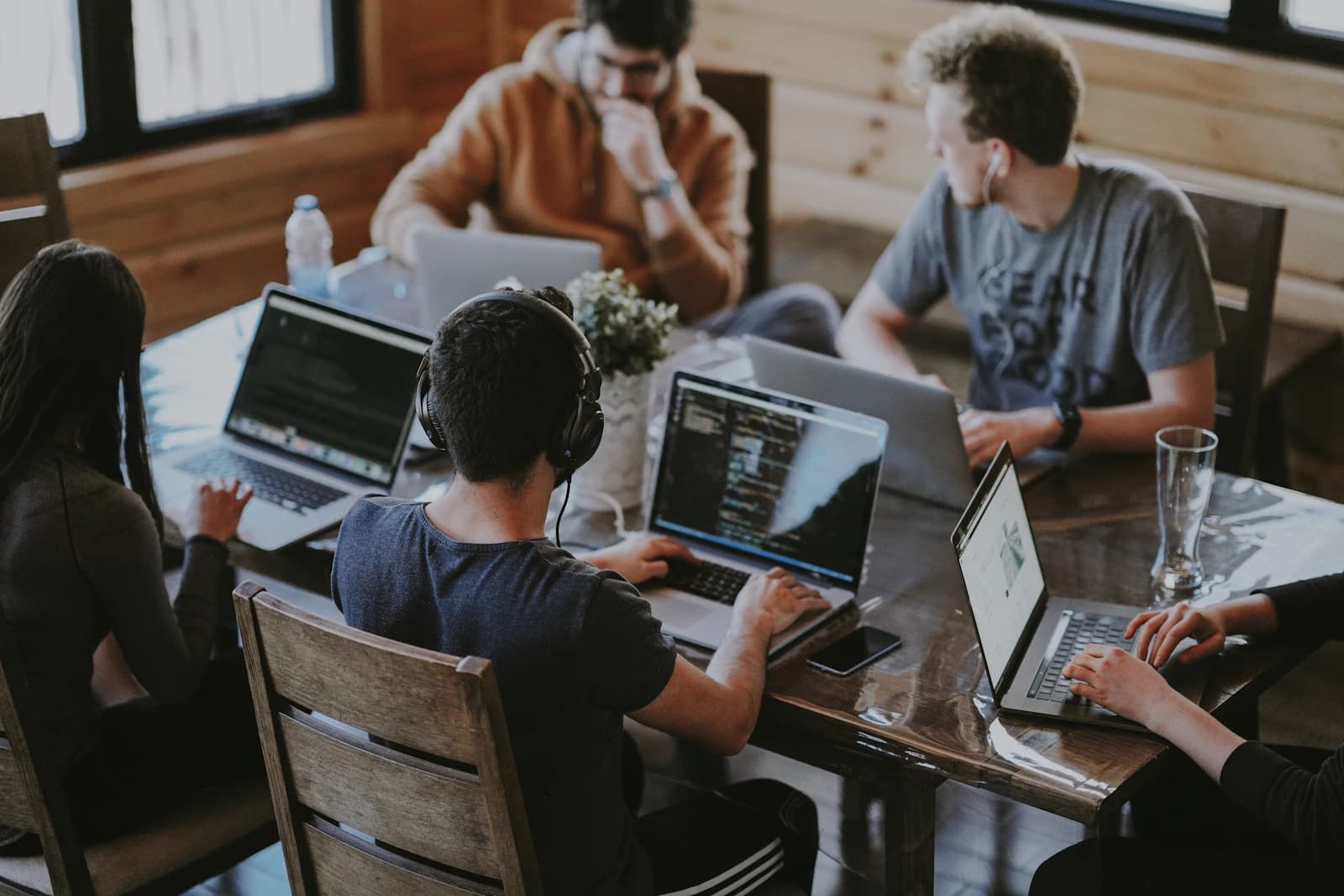 Team collaborating in an office